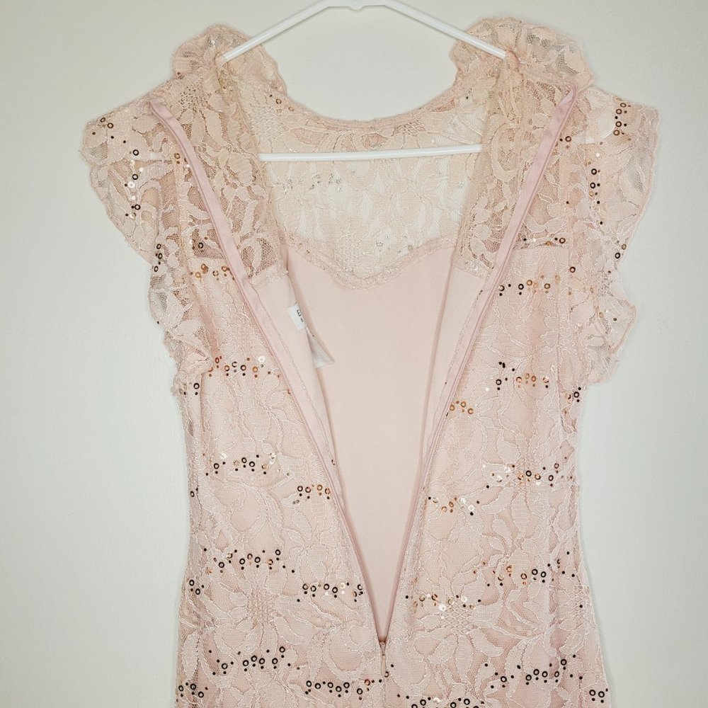 Enfocus Studios Dress Womens Sequin Lace Peach Size 4 Zipper Occasion Wedding - Picture 4 of 9